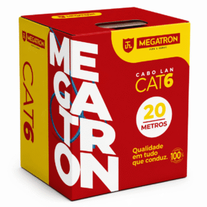 Cabo de Rede Cat6 20m Vermelho MEGATRON